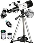 Gskyer Telescope, 70mm Aperture 400mm AZ Mount Astronomical Refracting Telescope for Kids Beginners, Fully Multi-Coated Optics Portable Telescopes, Tripod Phone Adapter, Carrying Bag, Wireless Control