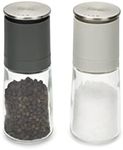 Joseph Joseph Duo Manual Salt and Pepper Mill Set - Inverted Grinder with Ceramic Grinder, Black/Grey