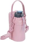 Wandering Nature Water Bottle Holder with Strap 32oz Insulated Water Bottle Carrier Sling Bag with Phone Pocket Water Bottle Pouch for Hiking Walking, Pink(Patent Pending)