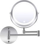 Wall Mounted Makeup Mirror, 1X/10X Magnification 360 Degree Rotation Double Sided LED Lighted Vanity Mirrors for Bathroom AC Adapter or Battery Operated