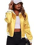 Zeagoo Women Bomber Jacket Lightweight Zip Up Jacket Casual Striped Jacket Coat Outerwear Windbreaker with Pockets