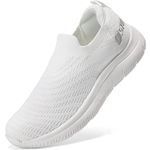 STQ Slip on Shoes Women Arch Support Nursing Walking Shoes Lightweight Exercise Gym Shoes with Memory Foam US 9 White