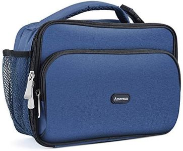 Amersun Kids Lunch Box, Insulated School Lunch Bag with Padded Liner Keep Food Warm Cold for Long Time,Water-resistant Thermal Travel Office Lunch Cooler for Girls Boy-2 Pocket,Blue