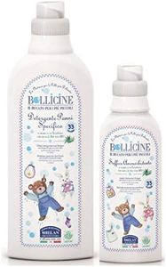 Helan Bollicine - Juego de ropa para bebé con detergente líquido para ropa de bebé 1L + suavizante concentrado con aloe vera 500 ml - Vegano, ideal para lavar a mano y a máquina - Fabricado en Italia