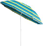 CARIBBEAN JOE Beach Umbrella, Portable Outdoor Sun Umbrella with UV Protection, Shoulder Carry Bag, Full 6 ft Arc, Bold Stripe, 6 FT, Modern