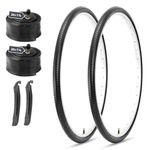 MOHEGIA Bike Tires Replacement Set: 2-Pack 26X1 3/8 Inch (37-590 mm) Folding Bicycle Tires and Pair 26X1 3/8 Inch Inner Tubes Schrader Valve with Tire Levers, for Road or Urban City Commuter Cycling