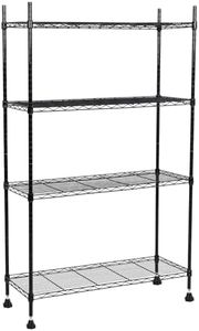 GarveeTech 4-Tier Adjustable Storage Shelving - Cold-Rolled Round Tube Metal, Heavy Duty Shelving, Durable Metal Shelves, Space Saving Shelving, Multipurpose Storage Rack.