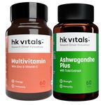 hk vitals Ashwagandha Plus & Multivitamin for Men & Women (60 Tablets Each) Combo Pack | With Multimineral, Amino Acids, Taurine and Ginseng