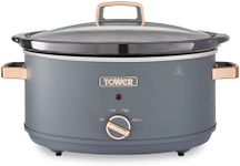 Tower T16043GRY Cavaletto 6.5 Litre Slow Cooker with 3 Heat Settings, Cool Touch Handles, Grey and Rose Gold