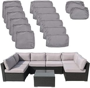 VIXLON Outdoor Patio Cushions Replacement Covers for Wicker Rattan Patio Furniture Conversation Set Outdoor Cushion Covers with Zipper Fit (Grey (Only Cover), 14 Piece Sets)