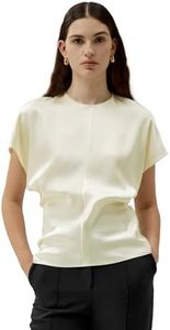 LilySilk Women 100% Silk Short Batwing Sleeve Blouse Split Design Shirt Top Lily White XL