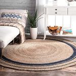 Bucket fly Jute Natural Reversible Rugs Round Braided Floor Carpet for Living Room, Door mat, Bedroom, Dining, Office (180 cm Round)