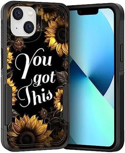 KJFHDJFDH for iPhone 14/iPhone 13 Case,Dual Layer Hybrid Heavy Duty Rugged Shockproof Hard PC +Soft Silicone Protective Case for iPhone 13/14 6.1'',You Got This Inspirational Quote Sunflower