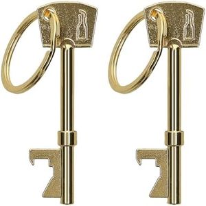 kwmobile Bottle Opener Key Keychain (Set of 2) - Keychains Shaped Like Keys to Open Beer Bottles, Soda Tops, Soft Drinks - Gold