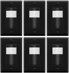 TOPGREENER PIR Motion Sensor Light Switch, Occupancy & Vacancy Motion Sensor Switch, 𝐎𝐩𝐞𝐫𝐚𝐛𝐥𝐞 𝐖𝐢𝐭𝐡𝐨𝐮𝐭 ��𝐆𝐫𝐨𝐮𝐧𝐝 𝐖𝐢𝐫𝐞, No Neutral Wire, 6PCS, Black