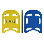 FunWater Swim Kickboard, 18" Swim Training kickboard with Non-Slip Edges and 6 Integrated Hole Handles, Lightweight EVA Board, Suitable for Adult and Children's Swim Lessons Yellow and Blue