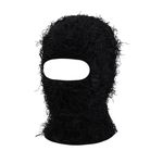 Distressed Balaclava Knitted Full Face Ski Mask Winter Windproof Neck Warmer for Men Women Distress Mask Beanie, Black, One Size