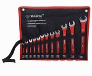 Padmakshi Combination Spanner Wrench Set, Combination Spanner Set 6mm To 22 mm,12-Piece,Chrome Vanadium Steel, with Rolling Pouch,Red Color (With Bag)