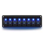 Geloo 8 Gang Switch Panel ON-OFF Waterproof Marine Boat 12V Toggle Rocker Switches Panel with Blue LED Light for Car Boat RV Truck Camper Vehicles