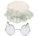 FNA FASHIONS Victorian-Inspired Matriarch Attire with Mop Hat and Round Glasses Set - Perfect for Grandmotherly Glamour at World Book Day, Hen Night, Stag Do, or any Fancy Dress Affair