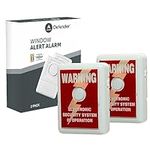 Defender Window Alert Vibration Alarm - Smashed Glass Alarm 110dB Siren - Window Alarm Vibration Shock Glass Siren - Theft Deterrent Alarm Warning Chime With Sticker - Detect Forced Entry (2 x Pack)