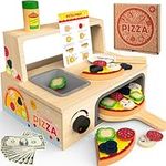 HELLOWOOD Wooden Pizza Counter Play