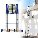 Extra Long Telescoping Ladder 8m / 28 Feet, Aluminum Extension Ladder Stabilizer for Roof, Heavy Duty Folding Telescopic Ladder, 330 Lb Capacity