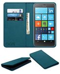 ACM Rich Leather Flip Wallet Front & Back Case Compatible with Microsoft Lumia 640 LTE Mobile Flap Magnetic Cover Turquosie