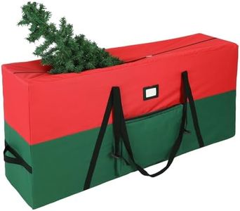 YAFF Christmas Tree Storage Bag with 600D Oxford Fabric, Fits 9 ft Artificial Trees, Christmas Tree Storage Box with Dual Zippers and Reinforced Handles, Holiday Tree Storage Bin, GreenRed