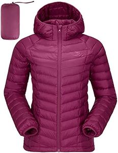 CAMELSPORTS Women's Down Jacket Hooded Winter Light Weight Short Puffer Coats with Thermal Heat Reflective Lining Packable Warm Windproof Ladies Parka Fashion