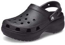 Crocs Women's Classic Platform Clogs, Platform Shoes, Black, 6 Women