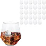 Lot45 Diamond Shaped Plastic Wine Glasses - 30pc 12oz Plastic Whiskey Glasses Stemless Wine Glass Bachelorette Glasses