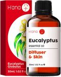 H’ana Eucalyptus Essential Oil for Diffuser - 100% Natural Eucalyptus Oil Essential Oil - Eucalyptus Oil for Diffuser, Skin, Humidifier, Sinus & Hair (30ml)