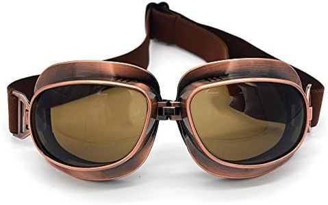 Lunettes de moto Lunettes de pilote vintage Lunettes de motocross rétro Lunettes de sport en plein air Lunettes de sport pour demi-casques (Copper Frame, Black Lens)