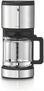 WMF Stelio - Cafetera Aroma con jarra de cristal de 1,2 L para 10 tazas e indicador de nivel de agua en el exterior, acabados de acero inoxidable de cromargan mate, 1000 W, 1.25 litros, negro
