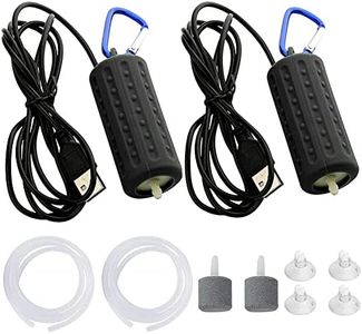 Aquarium Air Pump Fish Tank Bubbler 0.2W Quiet Mini Whisper Fish Tank Aerator, Quiet Oxygen Pump with Air Stone Airline Tubing Sucker and Connector Accessories (Black-2Pack)