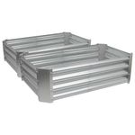 Harbour Housewares Raised Garden Bed - Silver - 120 x 60cm - Rectangle - Pack of 2 - Bottomless Galvanised Steel Planter Box for Growing Outdoor Plants, Vegetables, Flowers and Herbs