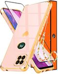 Shorogyt for Motorola One 5G Ace Phone Case 2021 (Also for One 5G UW Ace Cases), Women Girls Cute Aesthetic Love Hearts Pattern Gold Plating Covers for Moto One 5G | 5G UW Ace 2021 Pink