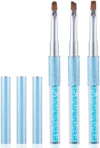 INENK Pearl Blue Nail Art Clean Up Brushes for Cleaning Polish Mistakes on the Cuticles, Acetone Resistant Nail Brush, Fingernail Cleaning Brushes for Nail Art and Designs (Round&flat&Bevel)