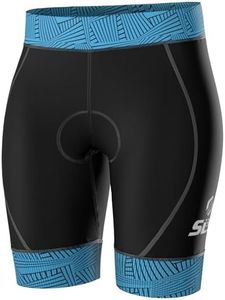 SLS3 Triathlon Shorts Women, Durable FRT Fabric - Womens Tri Shorts for All Abilities. Super Comfy Womens Triathlon Shorts (Electric Blue Outline, X-Small)