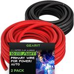 GearIT 10 Gauge Wire (50ft Each - Black/Red) Copper Clad Aluminum CCA - Primary Automotive Power/Ground for Battery Cable, Car Audio, Trailer Harness, Electrical - 100 Feet Total 10ga AWG Wire