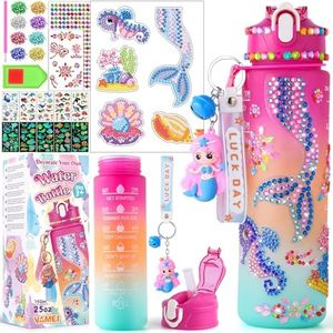 vamei Sirena Manualidades Niños Niñas Regalo 5 6 7 8 9 10 Años, Botella Agua Kit Manualidades con Dibujos con Diamantes Llavero Sirena Juegos Regalos de Cumpleaños para Niñas