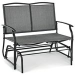 DORTALA Patio Glider Chair Bench, Outdoor Swing Glider Chair w/Study Metal Frame, Rocking Chair for Outdoor Backyard, Swing Loveseat Patio Swing Rocker Lounge Glider Chair, Grey