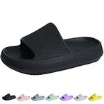 Youecci Cloud Slides for Kids丨Shower Slippers Bathroom Pool Sandals丨Boys Girls Comfy Thick Sole Slippers丨Summer Non-Slip Beach Shoes Black 3 Big_kid