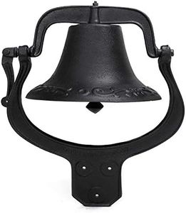 Lehom Large Heavy Cast Iron Dinner Bell Antique Vintage Style Farmhouse Manually Shaking Hanging Door Bell for Outdoor Garden Patio Liberty Farm Church School