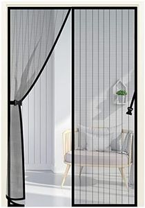 Jsdoin Magnetic Screen Doors Magnetic Door Curtains Fly Screen Anti Mosquito Mesh Curtain with Powerful Magnets and Full Frame Magic Tape Up to 90 cm x 210 cm / 35.4" x 82.6\