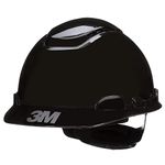 SecureFit 3M Hard Hat SecureFit H-712SFV-UV, Black, Vented Cap Style Safety Helmet with Uvicator Sensor, 4-Point Pressure Diffusion Ratchet Suspension, ANSI Z87.1, Black, Medium