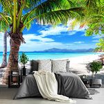 Fightal - Beautiful Beach Mural Living Room couches Extra Large Wall murals Bedroom Underwater Ocean Wallpaper Palm Tree Picture Art Decor Paintings -108"x75"（It's not Peel and Stick.）