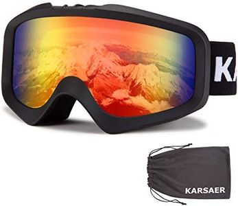Karsaer Ski Goggles Anti-Fog Snow Goggles OTG 100% UV Protection Snowboard Goggles Bendable Dual-Lenses for Men Women Youth