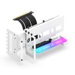 EZDIY-FAB Vertical PCIe 4.0 GPU Mount Bracket Graphic Card Holder with 5V 3 Pin ARGB LED Module, Video Card VGA Support Kit with PCIe 4.0 X16 Gen4 17cm/6.69in Riser Cable 90 Degree Right Angle- White